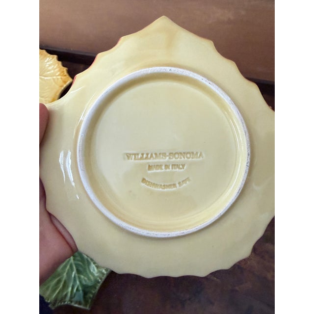 Vintage Williams Sonoma Italian Majolica Leaf Plates – Set of Four For Sale - Image 9 of 10