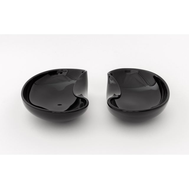 Pair of Elsa Peretti for Tiffany &amp; Co. Black Glass Thumbprint Oval Dish, Tiffany &amp; Co. label and signed to...
