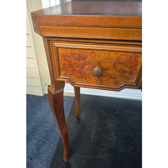 Cinnamon (Refinished)1950s Exquisite Custom, Gilded and Carved Italian Import, McM, Sorento Marquetry/Region, Games Table For Sale - Image 8 of 12