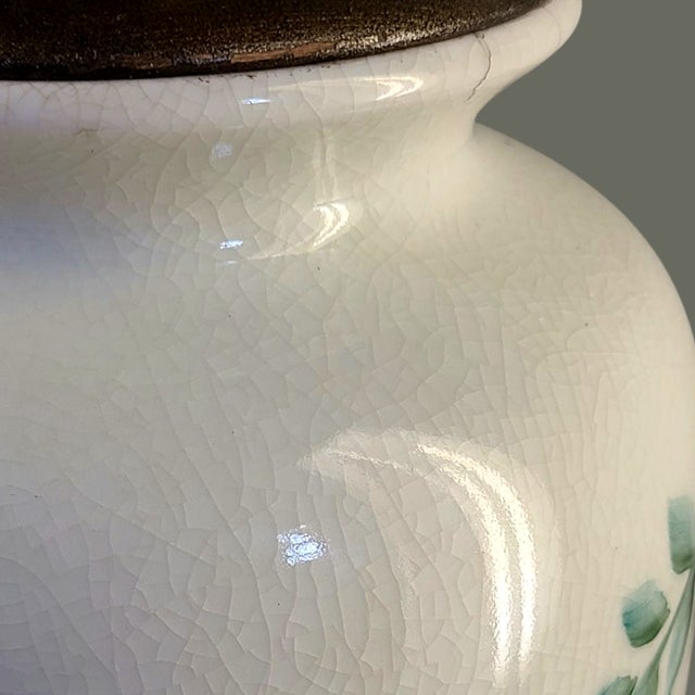 Ceramic Vintage Frederick Cooper Hand Painted Peonies Signed Floral Table Lamp For Sale - Image 7 of 12