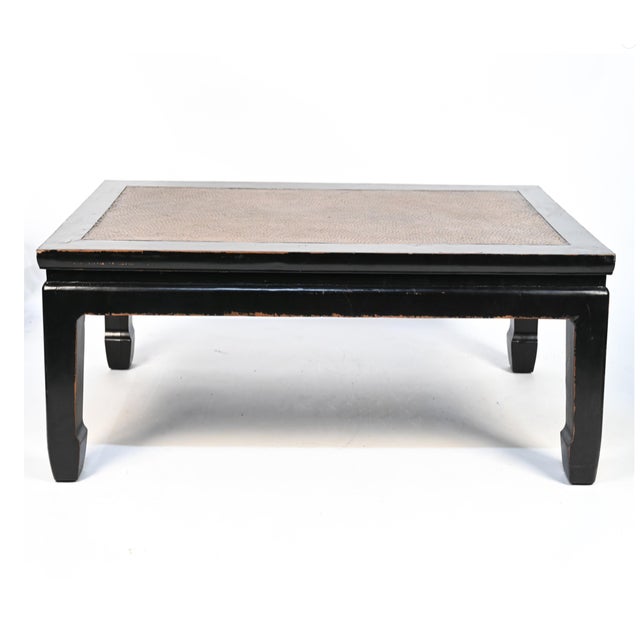 Antique Chinese Lacquered Rattan Top Coffee Table For Sale - Image 11 of 13