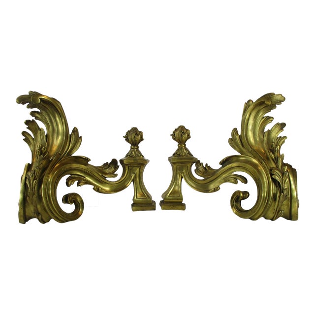 Louis XV Bronze Chenets /Andirons 19th Century a Pair For Sale