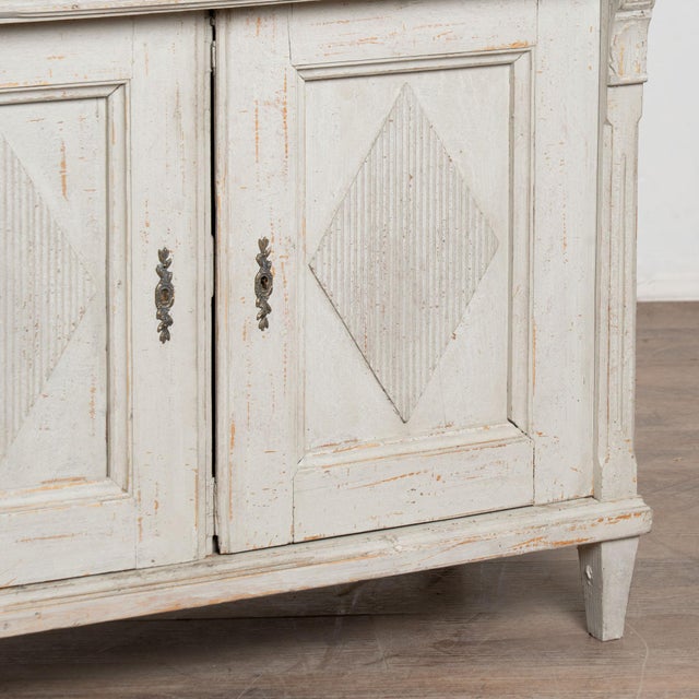 19th Century Danish Gray Painted Pine Cabinet Cupboard With Glass Upper Doors For Sale - Image 15 of 16