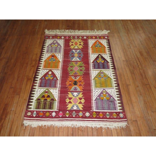 Contemporary Vintage Turkish Kilim - 5'6" x 10'5" For Sale - Image 3 of 6