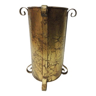 Gold Vintage Oval Waste Basket For Sale