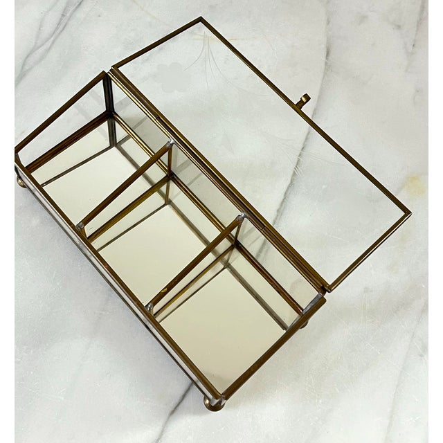 Vintage Brass & Etched Glass Lidded Trinket or Jewelry Box For Sale - Image 9 of 9