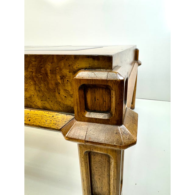 Brown Italian Burl Wood Coffee Table in the Manner of Milo Baughman With Inset Glass Panels, 1970s For Sale - Image 8 of 14