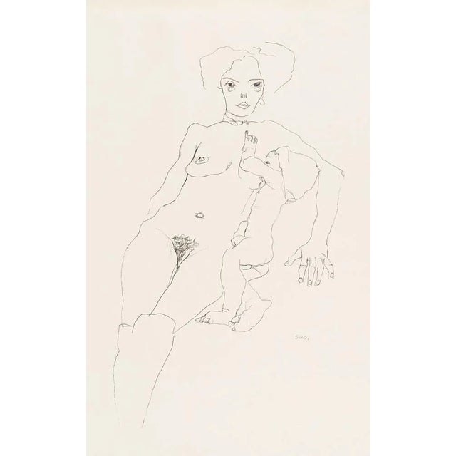 Paper After Egon Schiele, Nude Mother and Child, Collotype Print For Sale - Image 7 of 7