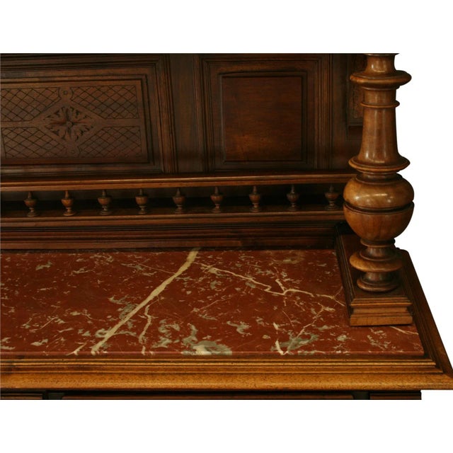 Antique French Walnut & Red Marble Server For Sale - Image 11 of 13