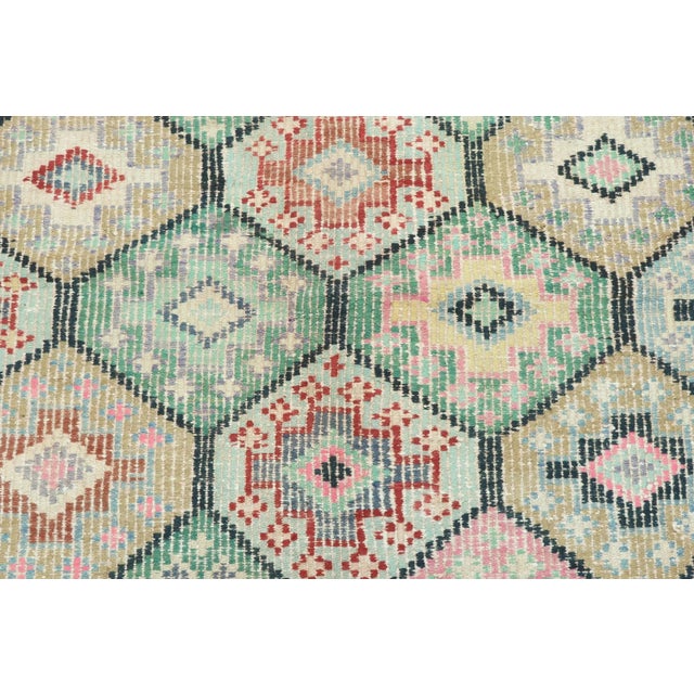 Celadon Vintage Oriental Ghordes Kilim Flat Weave Rug For Sale - Image 8 of 13