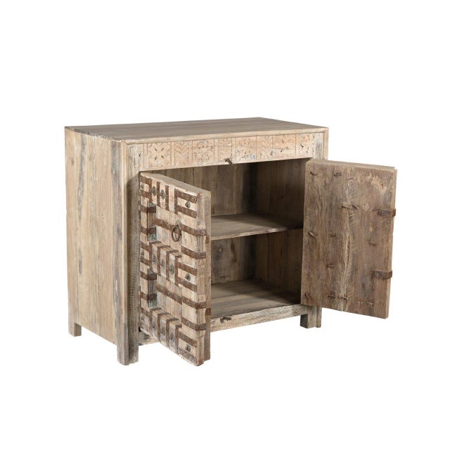 Farmhouse Cabinet/Buffet Constructed From Antique Indian Carved DoorPanels and Reclaimed Wood For Sale - Image 3 of 4