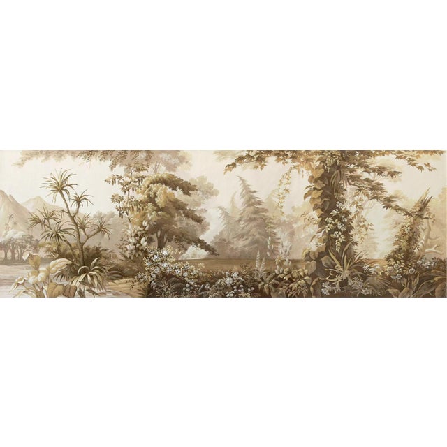 Chinoiserie 36" * H108" * 4ps, Vintage Hand-Painted Tropical Jungle Wallpaper, Antique Tropical Mural Wallpaper For Sale - Image 3 of 7