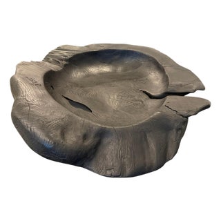 Andrianna Shamaris Over Sized Charred Sculptural Teak Wood Vessel For Sale