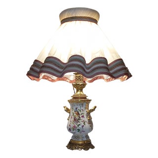 Paris Porcelain Lamp with Birds and Flowers, 1870 For Sale