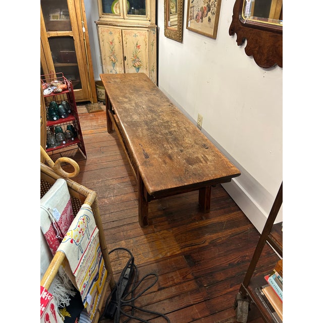 Large 19th Century Sturdy Rustic Elm Bench For Sale - Image 13 of 16