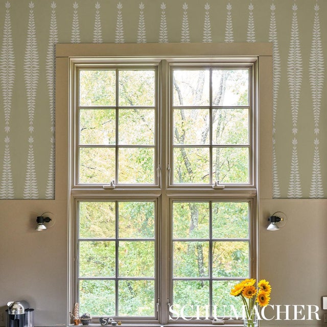 2020s Sample - Schumacher Fern Tree Wallcovering In Olive For Sale - Image 5 of 6