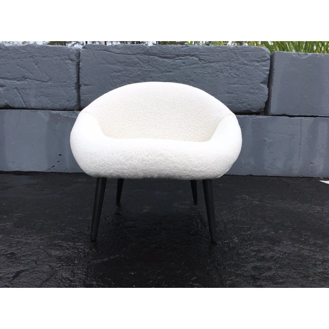 White 1950s Mid-Century Modern Faux Sheepskin Lounge Chairs - A Pair For Sale - Image 8 of 13