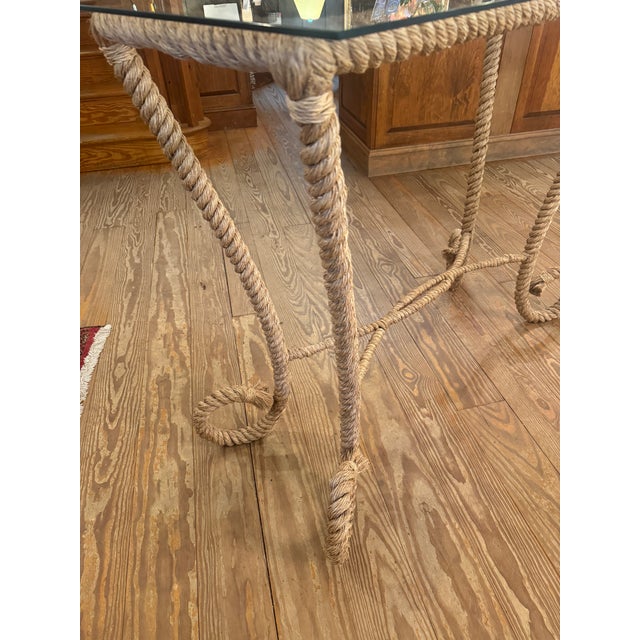 MCM Nautical Style Rope Table W/Glass Top For Sale - Image 9 of 12