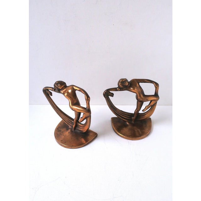 Metal Art Deco Bookends Female Figure, Circa Early 20th Century, Pair For Sale - Image 7 of 10