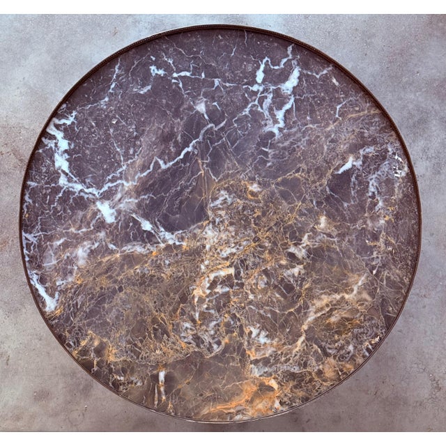 Early 20th Century French Provincial Bouillotte Mahogany with Marble Top Round Coffee Table For Sale - Image 4 of 18