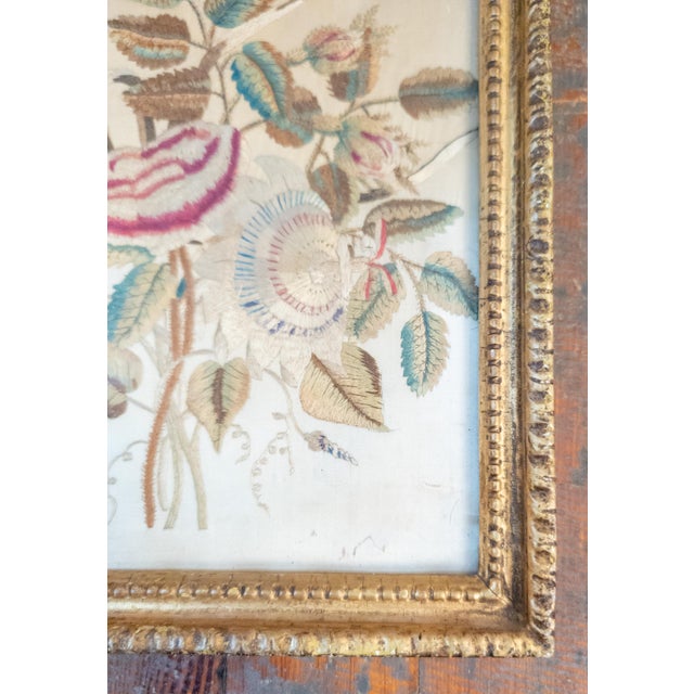 Early 19th Century 18th or 19th English Silk Stumpwork Embroidery of Floral Bouquet, Georgian For Sale - Image 5 of 11