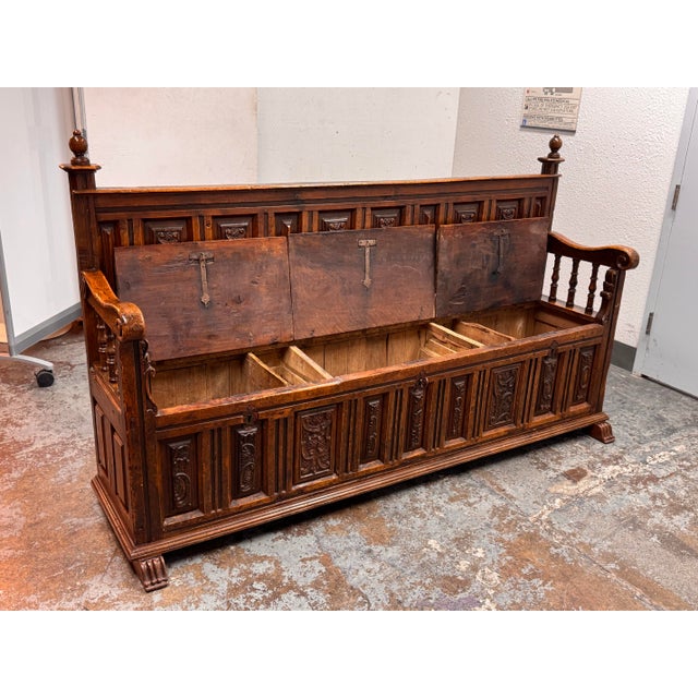 Late 19th Century Gothic Revival Hall Bench/Settee, 19th Century For Sale - Image 5 of 12