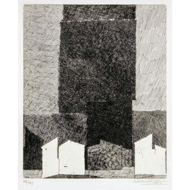 Etching on paper. Hand signed and numbered in pencil. Edition of 102 copies (16/102). Very good condition. The artwork is...
