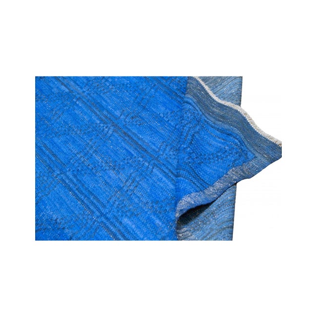 Blue Blue Hand Knotted Modern Wool Rug For Sale - Image 8 of 9