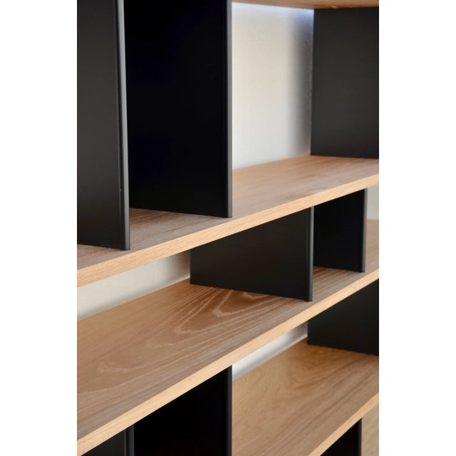 Wood Design Frères Polished Oak and Matte Black "Horizontal" Shelving Unit For Sale - Image 7 of 9