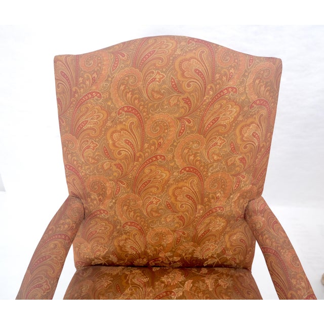 Pair of Fine Carved White Lacquer Rouge Floral Upholstery Arm Club Chairs MINT For Sale - Image 13 of 13