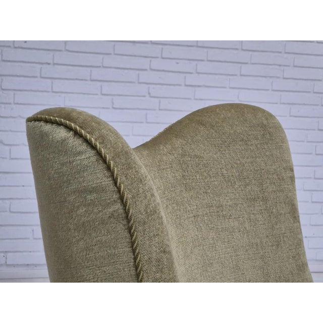 Mid-Century Modern Scandinavian Armchair in Velour with Beech Wood Legs, 1960s For Sale - Image 3 of 18