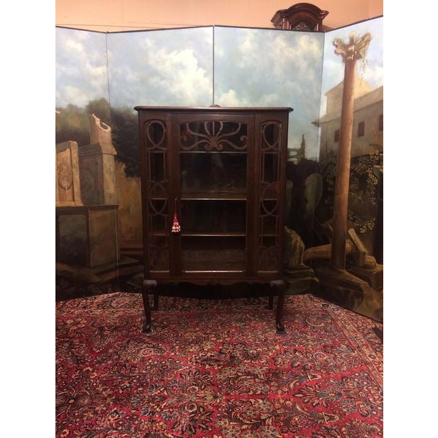 Art Deco Antique Oak China Cabinet, Art Deco Cabinet For Sale - Image 3 of 8