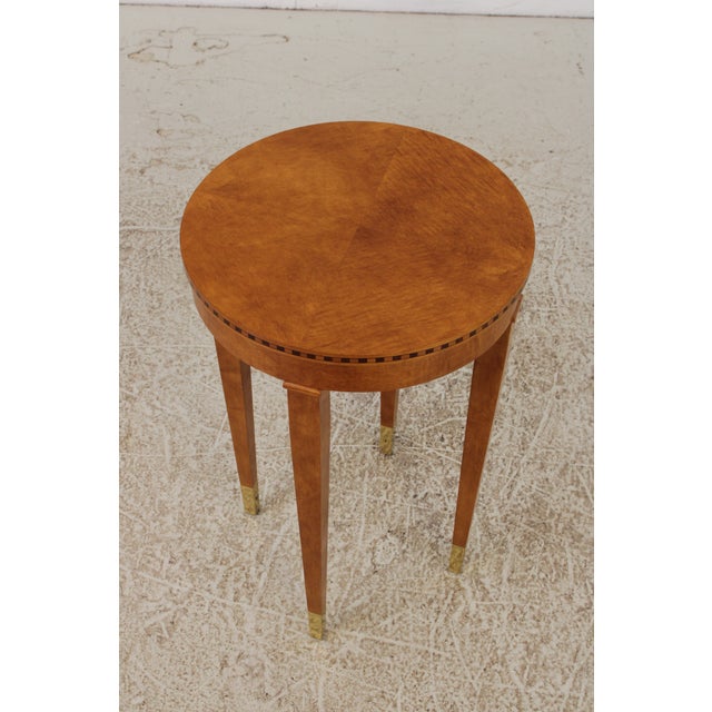 Neoclassical Hickory White Round Maple Neoclassical End Table For Sale - Image 3 of 12