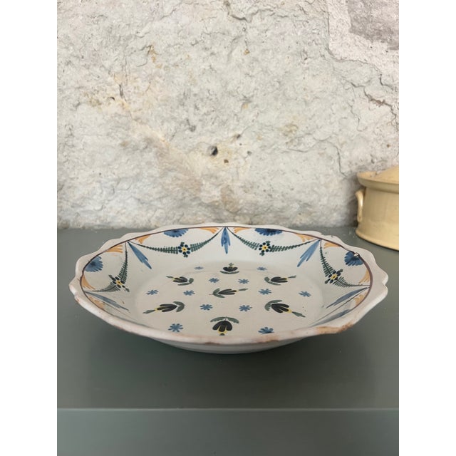 Blue Hand Painted French Plate /Bowl , 19th Century For Sale - Image 8 of 11