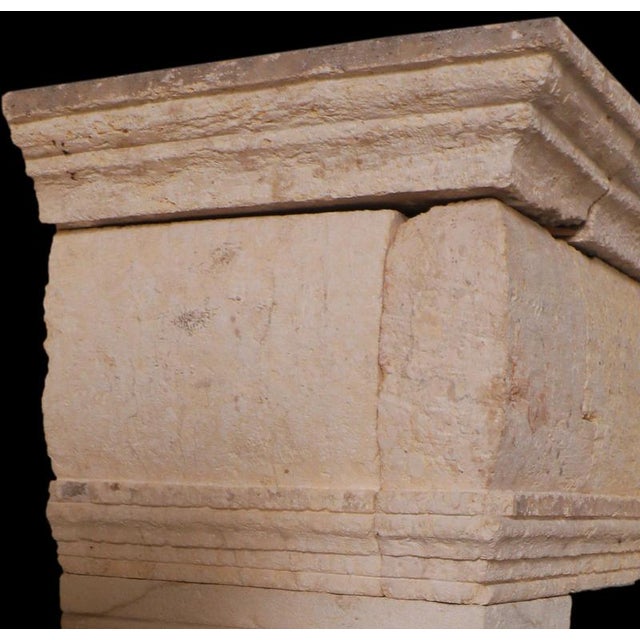 20th Century French Limestone Fireplace with Carved Lion Masks For Sale - Image 3 of 5