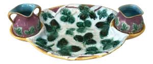C.1890 Majolica Strawberry Server George Jones