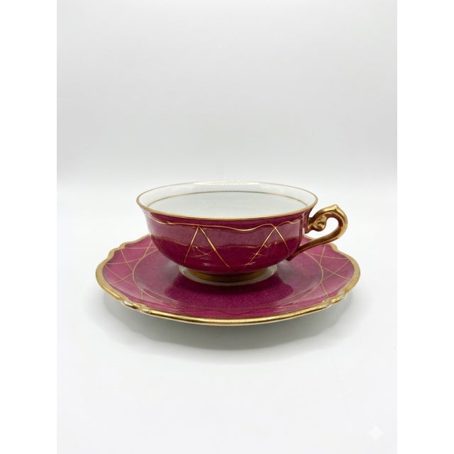 1920s Vintage French Cups and Saucers from Limoges, 1929, Set of 4 For Sale - Image 5 of 11