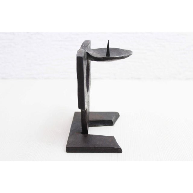 Rustic Brutalist Iron Candleholder, 1960s For Sale - Image 3 of 11