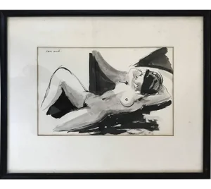 Nude Woman Ink Wash on Paper