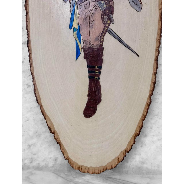 Vintage Traditional Hand Painted Live Edge Slab Women Pirate Wench Wall Plaque For Sale - Image 6 of 8