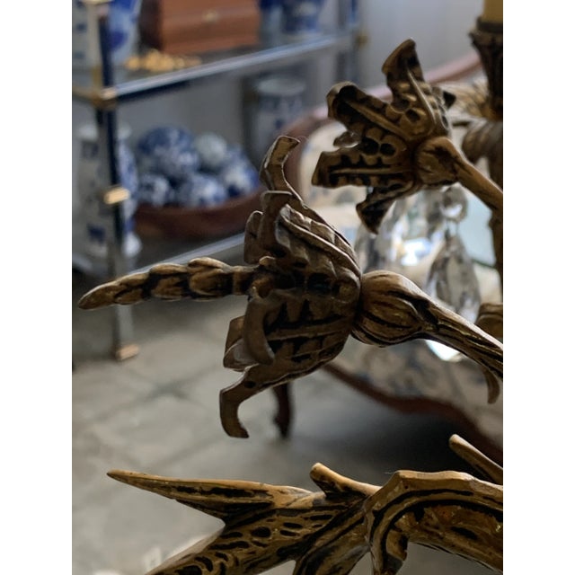 Vintage Cast Brass Rustic European Chandelier For Sale - Image 12 of 12