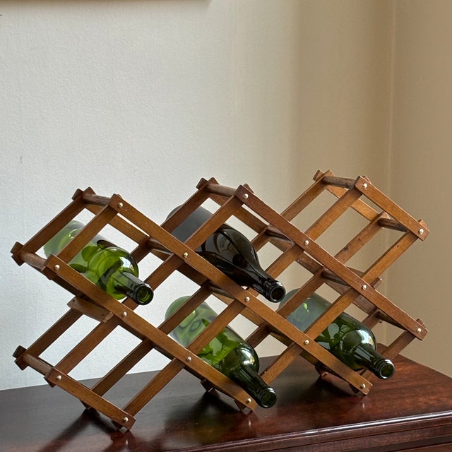 Mid-Century Modern Accordion-Style Wood Wine Rack For Sale In Baltimore - Image 6 of 10