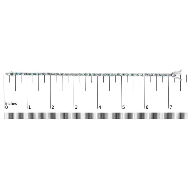 Early 21st Century 14K White Gold 4.0 Cttw Alternating White and Blue Lab Grown Diamond Tennis Bracelet - 7" inches For Sale - Image 5 of 5