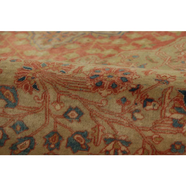Textile Hand-Knotted Antique Mohtashem Rug in Beige Brown and Red Medallion Pattern For Sale - Image 7 of 8