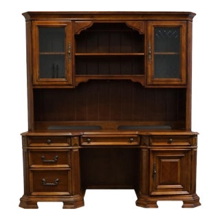 Home Meridian Samuel Lawrence Cherry Traditional Contemporary 73" Computer Desk W. Bookcase Storage Hutch For Sale
