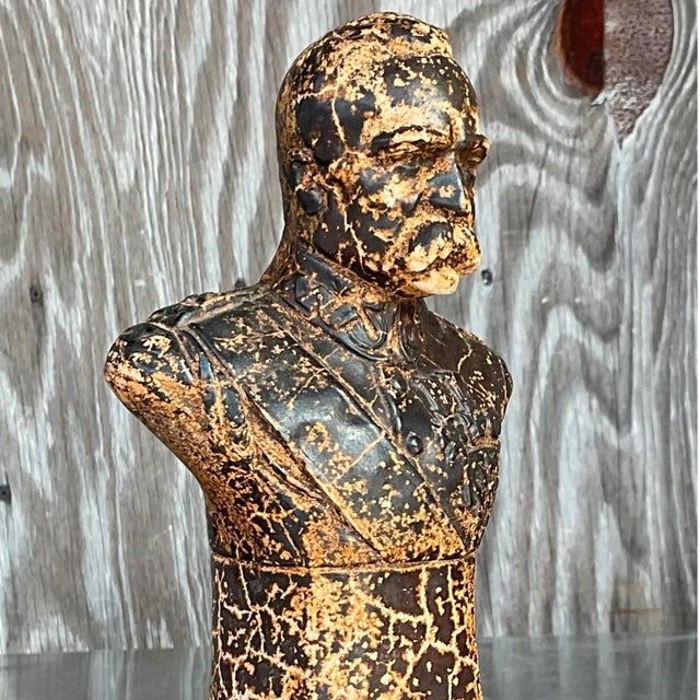Vintage Patinated Plaster Military Officer Bust For Sale In West Palm - Image 6 of 14