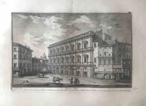 Giuseppe Vasi, Palazzo Pio, Etching, 18th Century