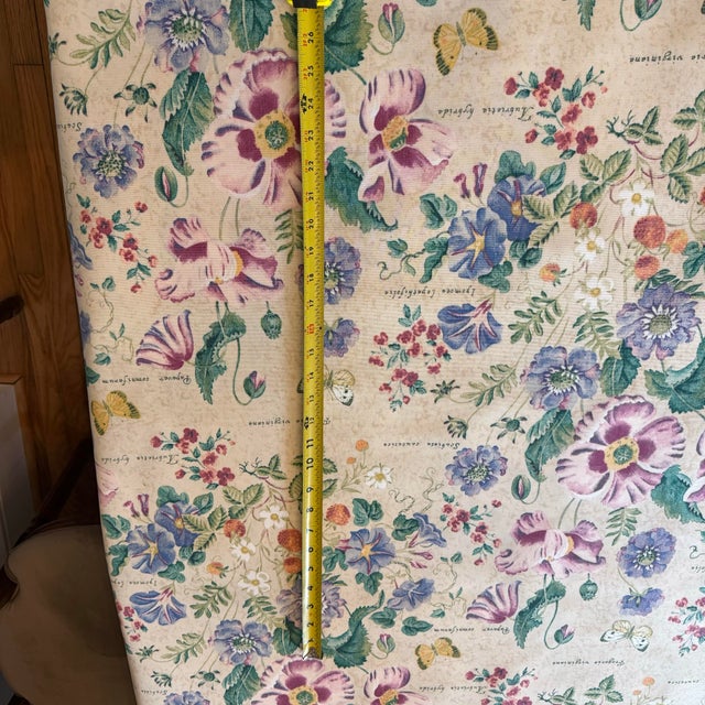 Tan Vintage Berry Butterfly Botanical Screen Print Upholstery Fabric, 6 Yards For Sale - Image 8 of 11