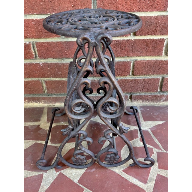 Metal Antique English Victorian Cast Iron Plant Stand For Sale - Image 7 of 10