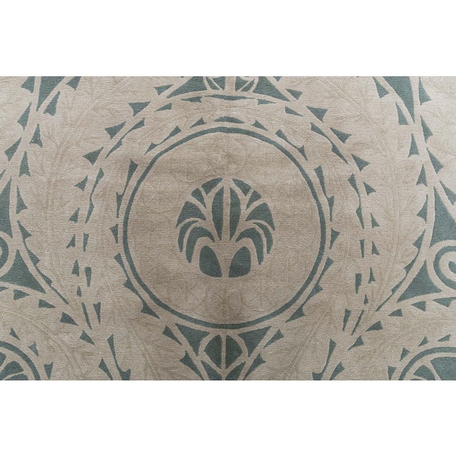 Textile Art Nouveau Modern Spiral Arabesque Taupe With Forest Green Rug "Nautilus" For Sale - Image 7 of 8